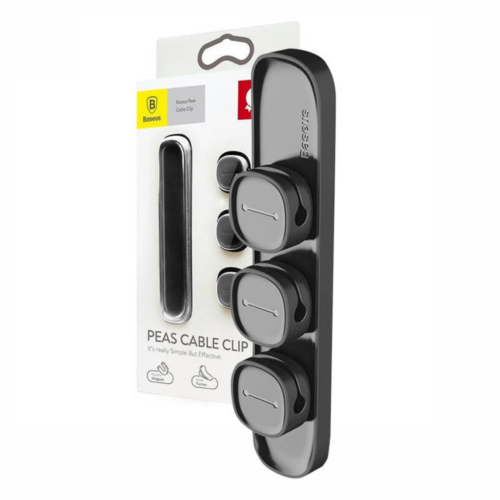 Kabelių laikiklis klijuojamas su magnetiniais 3 kabelių adapteriais juodas BASEUS