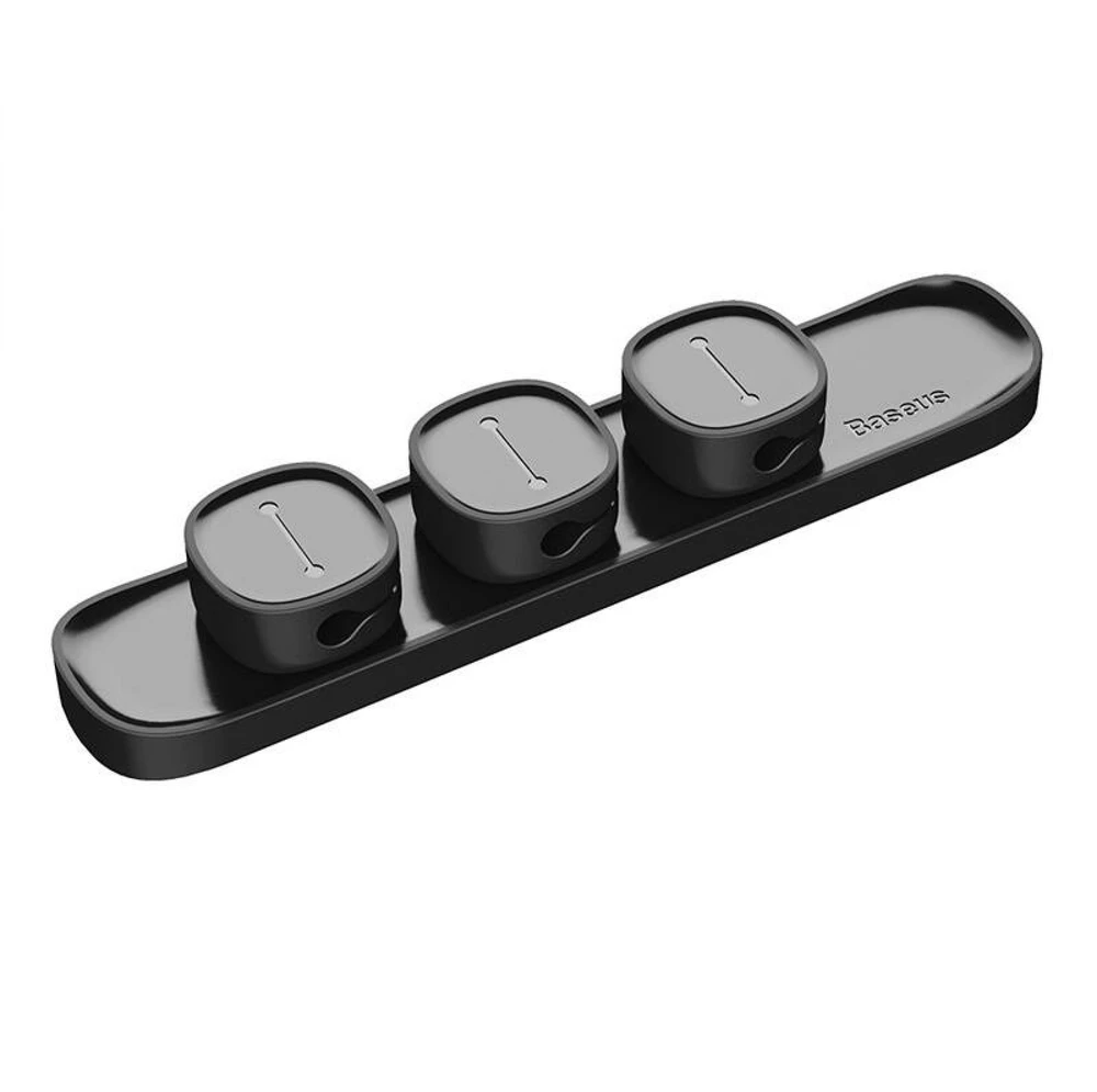 Kabelių laikiklis klijuojamas su magnetiniais 3 kabelių adapteriais juodas BASEUS