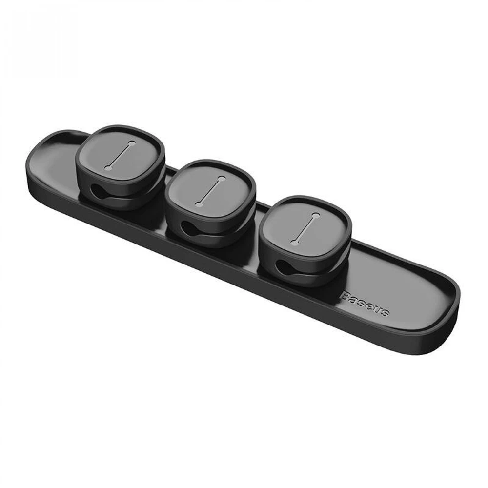 Kabelių laikiklis klijuojamas su magnetiniais 3 kabelių adapteriais juodas BASEUS