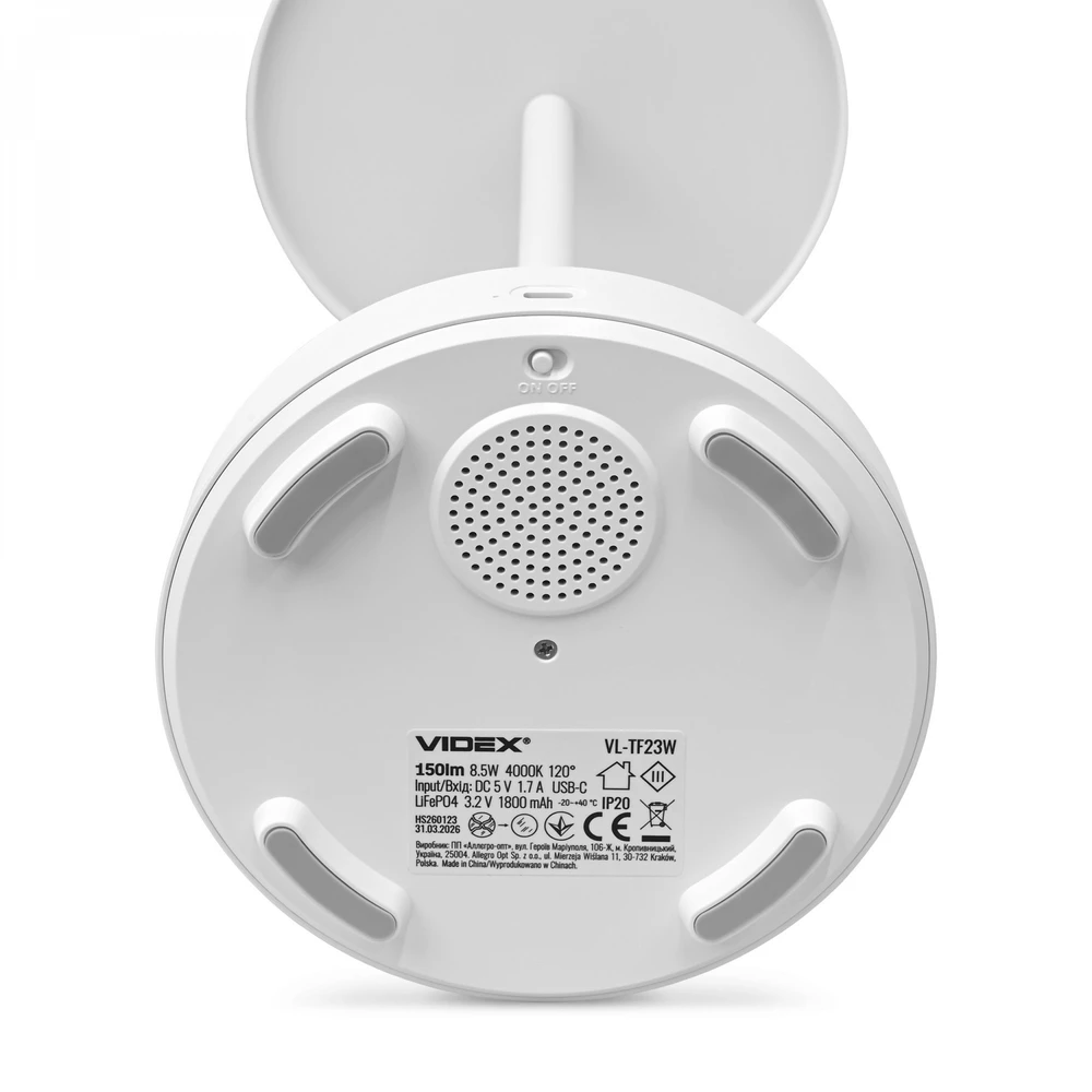Naktinė lempa su Baltas Noise garsu, įkraunama, pritemdoma 8.5W 150Lm 4000K+RGB LiFePO4 1800mAh VIDEX VL-TF23W | balta – Įmontuota 10 raminančių melodijų ramiam miegui