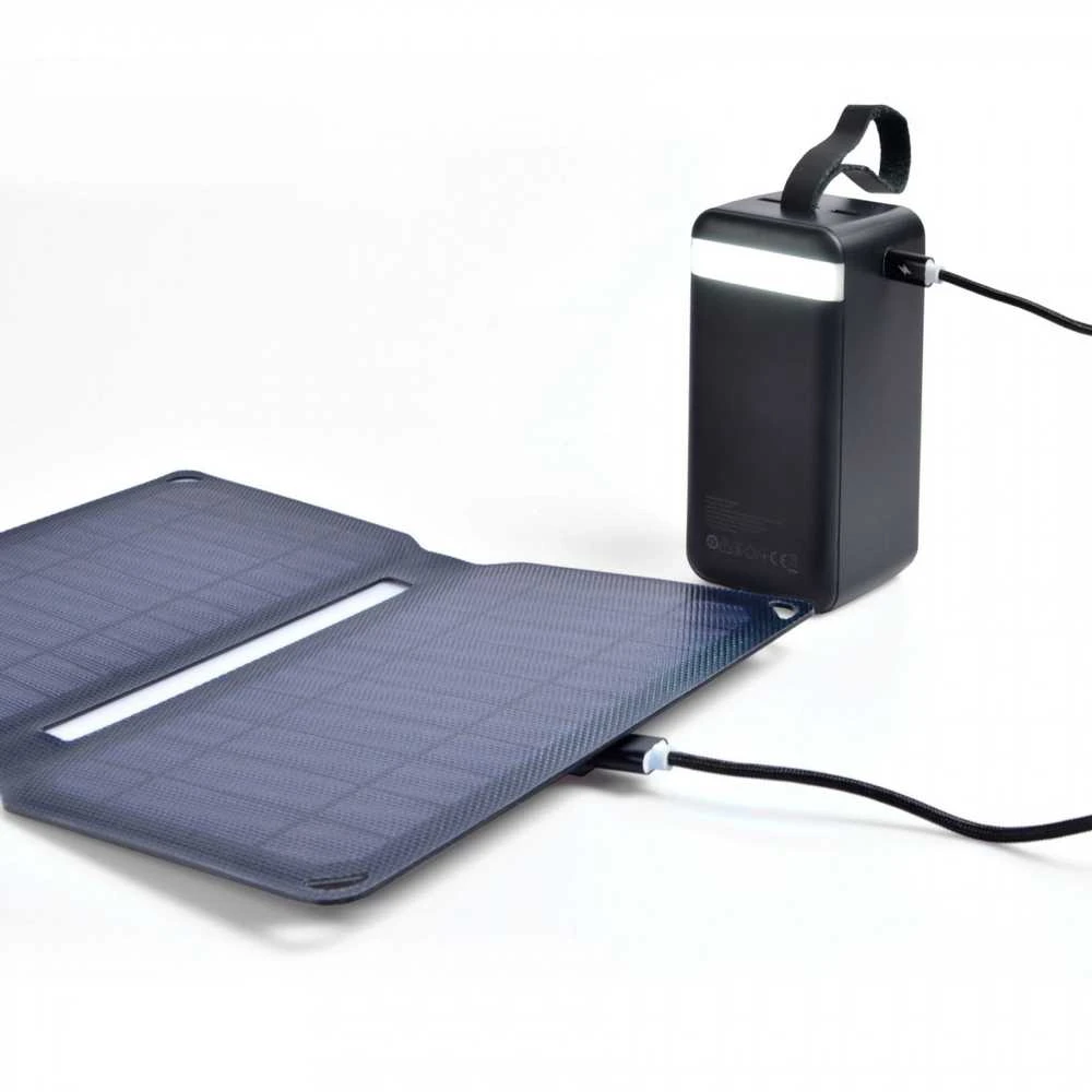 Nešiojamas saulės panelis 10W, Mono+ETFE, 1 USB, 252x163x17mm (atvertas 252x325x14mm), IP68, 300g, VIDEX VSO-F510U – Sulankstomas kišeninio dydžio modulis greitam telefonų įkrovimui plaukiant valtimi