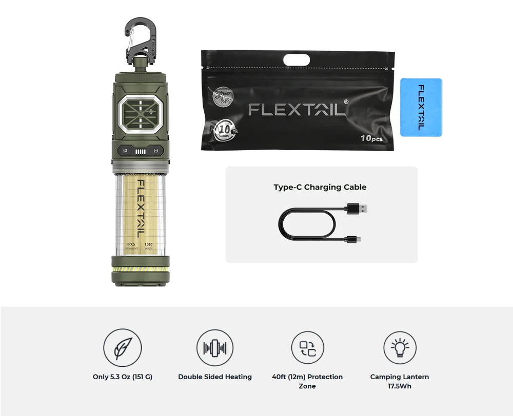 Portable mosquito repellent 3-in-1 Flextail Tiny Repel S (žalias)