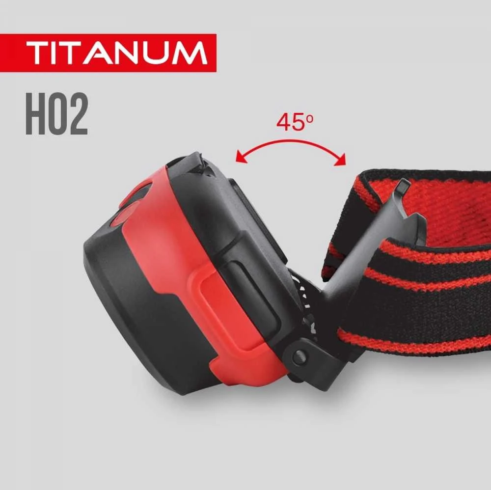 Galvos žibintas LED 100Lm 6500K, 3xAAA, TITANUM TLF-H02 – Lengvas smūgiams atsparus korpusas ir reguliuojamas elastingas galvos dirželis