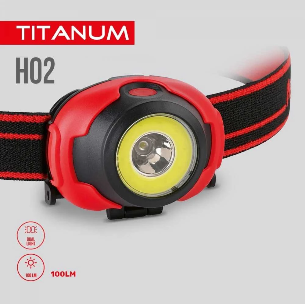 Galvos žibintas LED 100Lm 6500K, 3xAAA, TITANUM TLF-H02 – Lengvas smūgiams atsparus korpusas ir reguliuojamas elastingas galvos dirželis