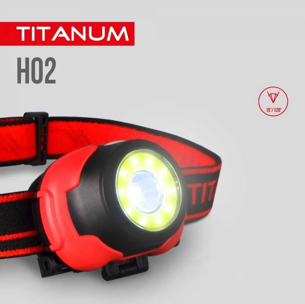 Galvos žibintas LED 100Lm 6500K, 3xAAA, TITANUM TLF-H02 – Lengvas smūgiams atsparus korpusas ir reguliuojamas elastingas galvos dirželis