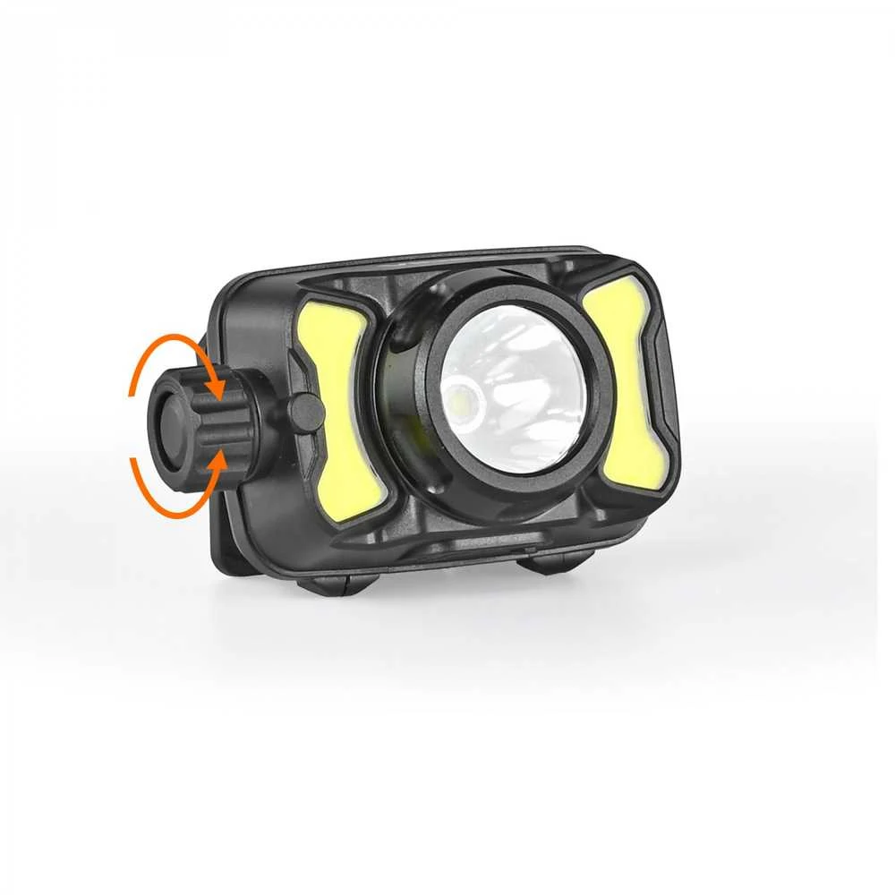 Įkraunamas galvos žibintas LED CREE XPG3 5W + 3W COB + Raudonas, 410Lm 5000K, Li-pol 1800mAh, VIDEX VLF-H147 – Įmontuotas raudonos šviesos režimas naktinio matymo apsaugai