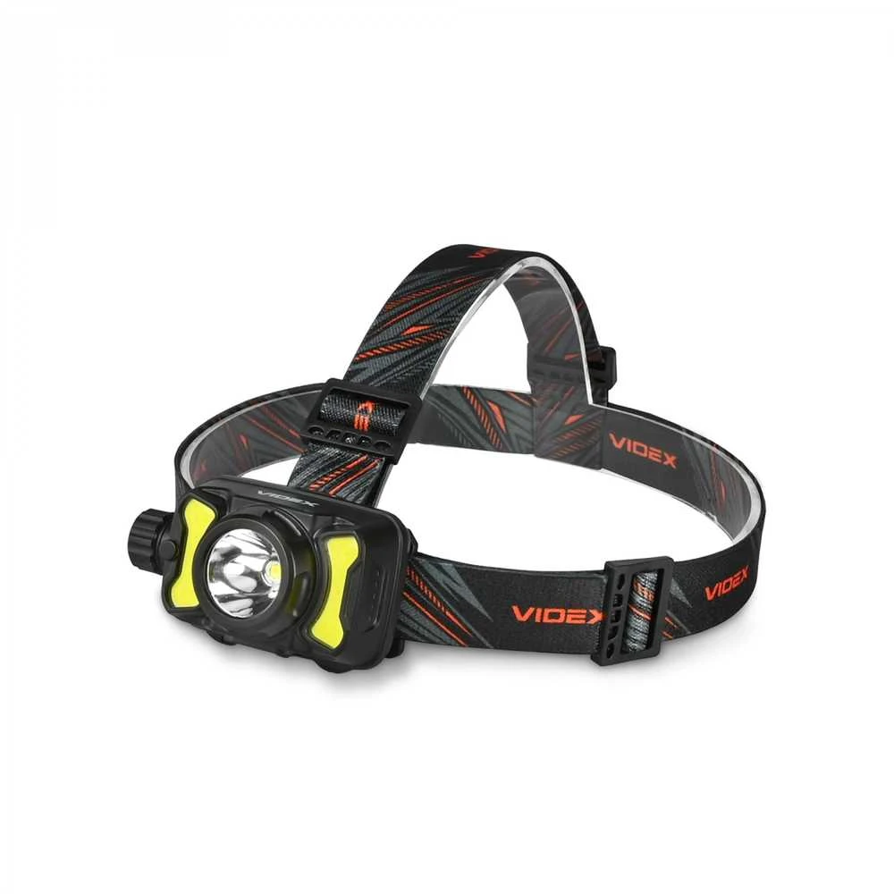 Įkraunamas galvos žibintas LED CREE XPG3 5W + 3W COB + Raudonas, 410Lm 5000K, Li-pol 1800mAh, VIDEX VLF-H147 – Įmontuotas raudonos šviesos režimas naktinio matymo apsaugai