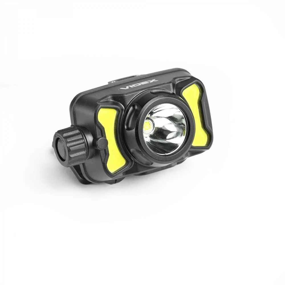 Įkraunamas galvos žibintas LED CREE XPG3 5W + 3W COB + Raudonas, 410Lm 5000K, Li-pol 1800mAh, VIDEX VLF-H147 – Įmontuotas raudonos šviesos režimas naktinio matymo apsaugai