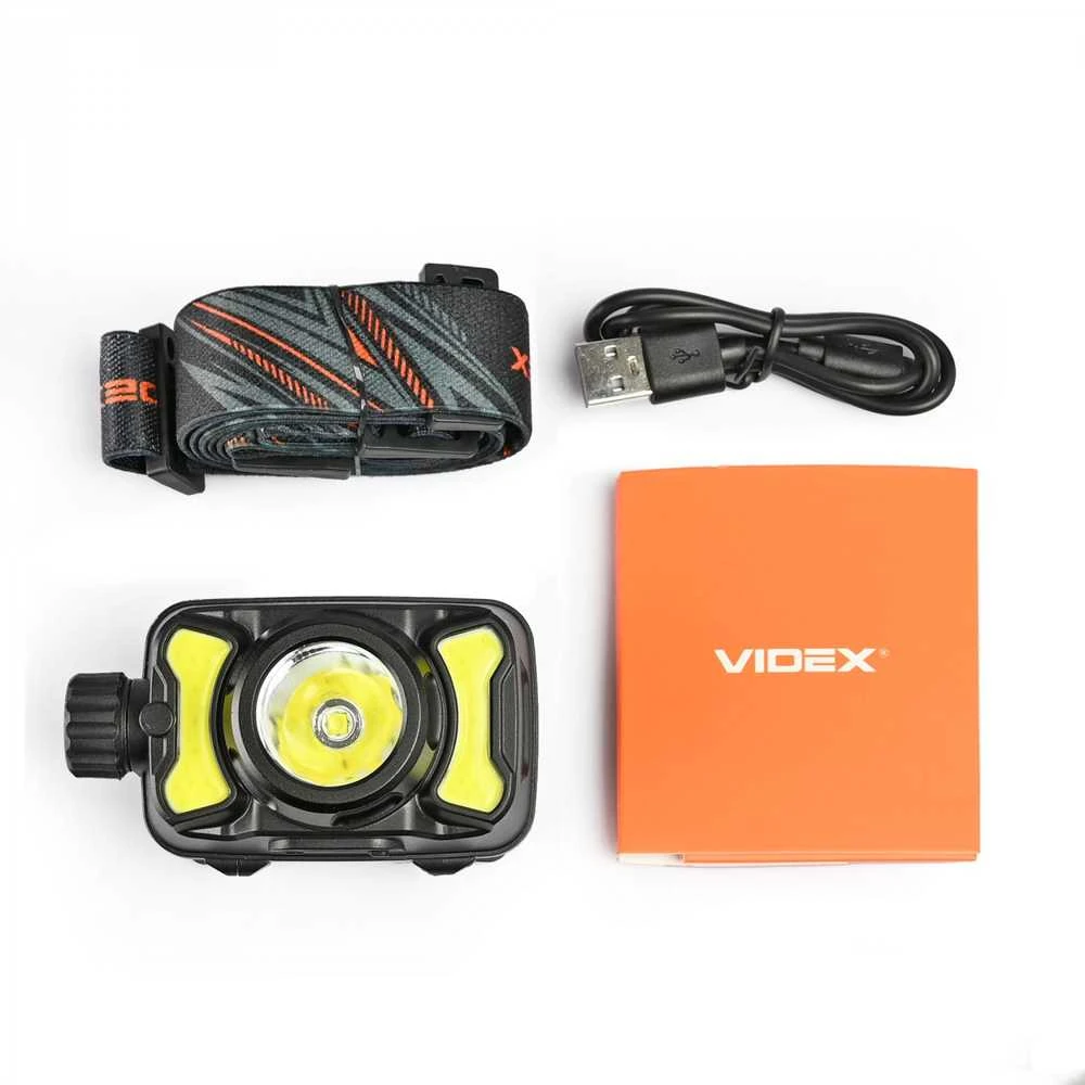 Įkraunamas galvos žibintas LED CREE XPG3 5W + 3W COB + Raudonas, 410Lm 5000K, Li-pol 1800mAh, VIDEX VLF-H147 – Įmontuotas raudonos šviesos režimas naktinio matymo apsaugai