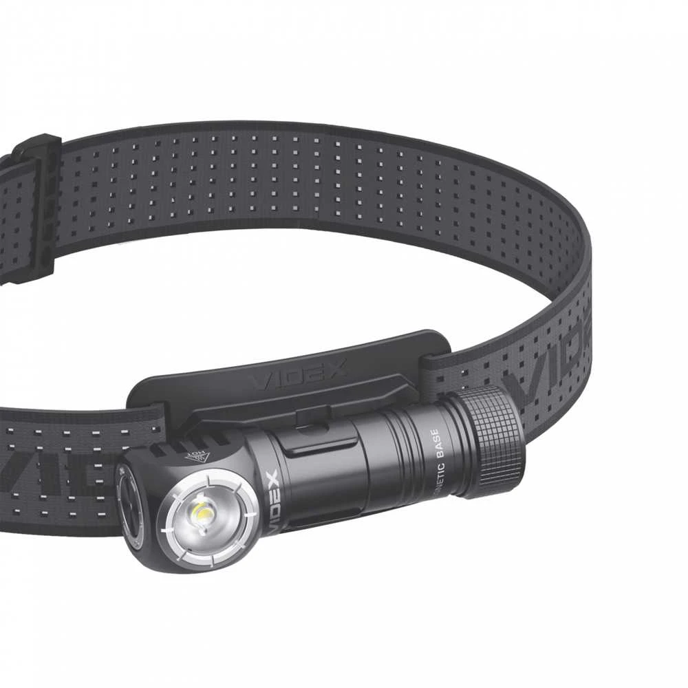 Įkraunamas LED žibintuvėlis Luminus SST20 10W + SMD Raudonas, 200Lm 5000K, Li-ion AA 1.5V 2200mAh, VIDEX VLF-A056H – Universalus 90 laipsnių kampinis žibintuvėlis su magnetu pagrinde un galvos dirželiu