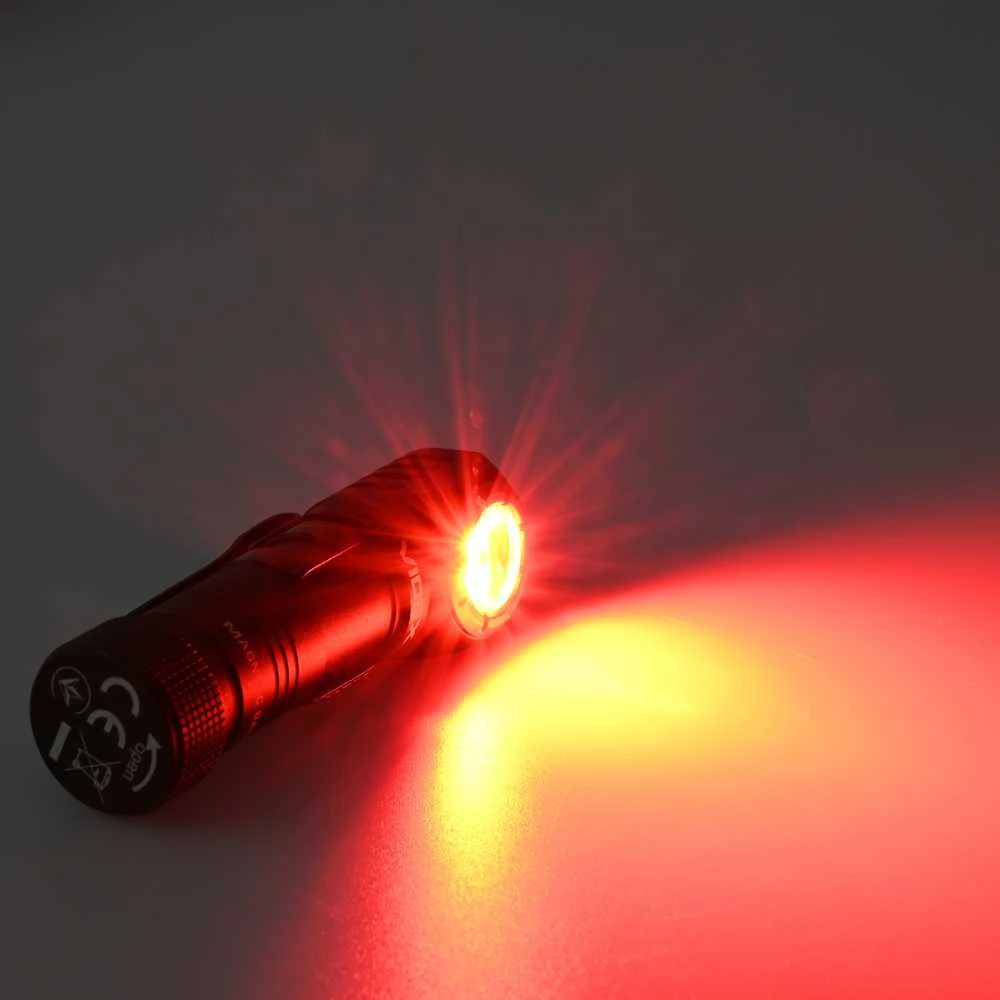 Įkraunamas LED žibintuvėlis Luminus SST20 10W + SMD Raudonas, 200Lm 5000K, Li-ion AA 1.5V 2200mAh, VIDEX VLF-A056H – Universalus 90 laipsnių kampinis žibintuvėlis su magnetu pagrinde un galvos dirželiu
