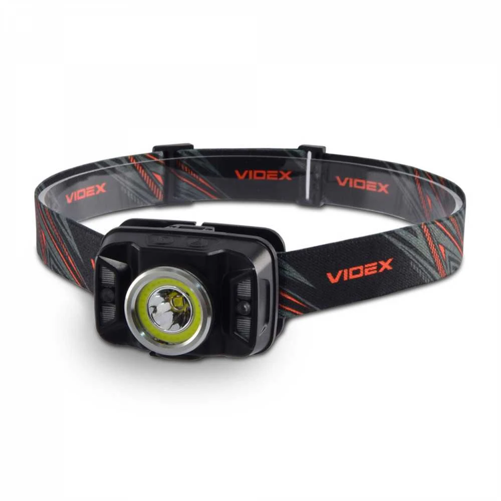 Įkraunamas galvos žibintas su judesio jutikliu LED CREE XTE 5W + COB, 410Lm 5000K, Li-ion 1800mAh, VIDEX VLF-H035C – Padidinta 410Lm galia su plačiu ir siauru šviesos srautu