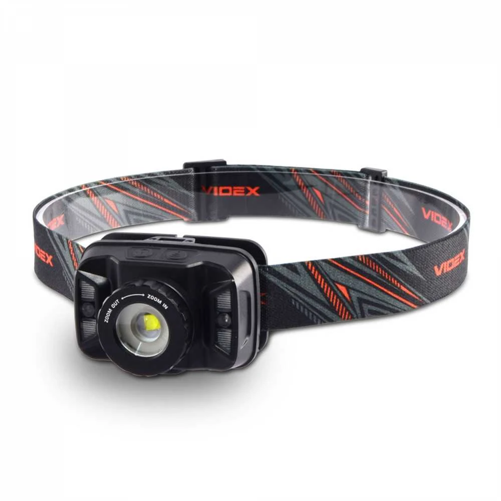 Įkraunamas galvos žibintas su judesio jutikliu LED CREE XTE 5W, Zoom, 270Lm 5000K, Li-ion 1800mAh, VIDEX VLF-H045Z – Optinis priartinimas fokusavimui ir bekontaktis jutiklio valdymas