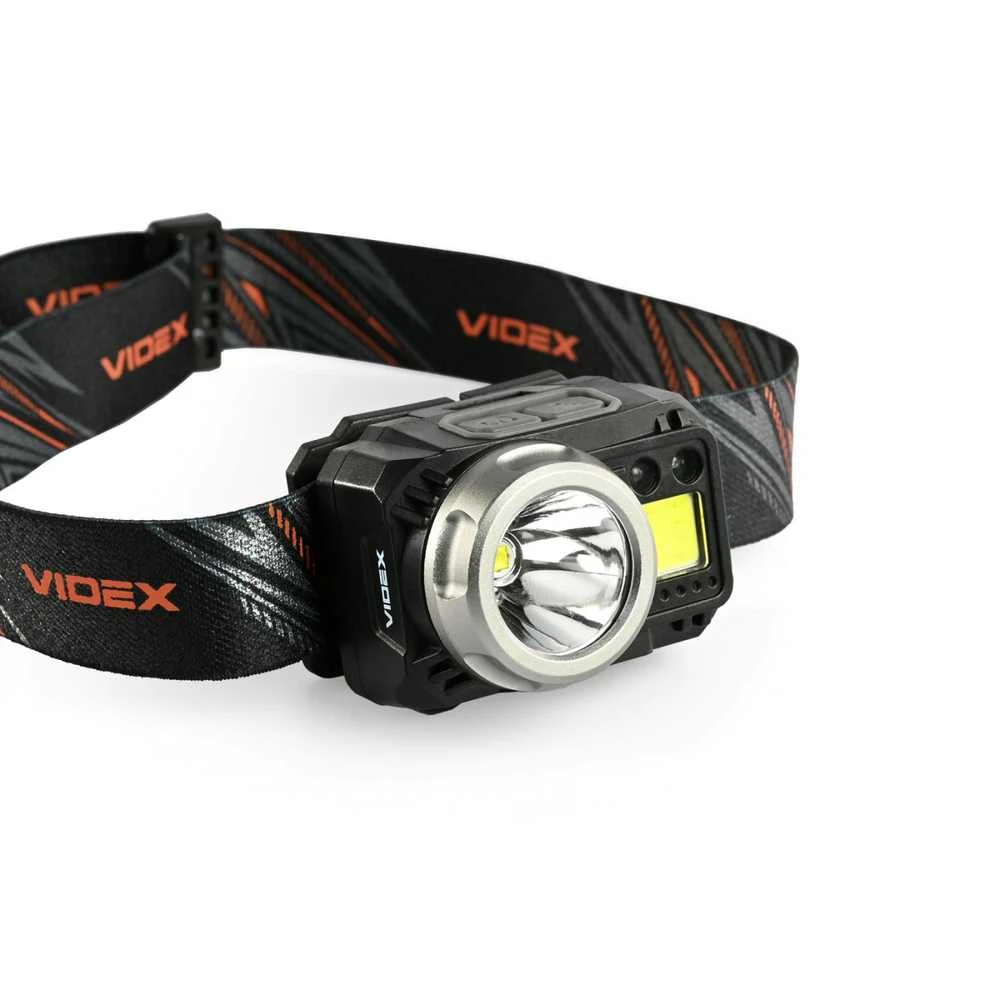 Videx Įkraunamas galvos žibintas su judesio jutikliu LED CREE XPG3 5W + COB 5W 550Lm 5000K, Li-ion VLF-B12 1200mAh arba 3xAAA, VLF-H075C – Universalus hibridinis maitinimas ir galinga kombinuota darbo šviesa