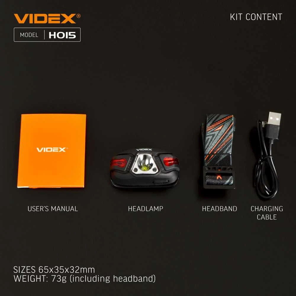 Įkraunamas galvos žibintas su judesio jutikliu LED CREE XTE 5W, 330Lm 5000K, Li-ion 850mAh, VIDEX VLF-H015 – Bekontaktis judesio jutiklis šviesos įjungimui rankos mostu