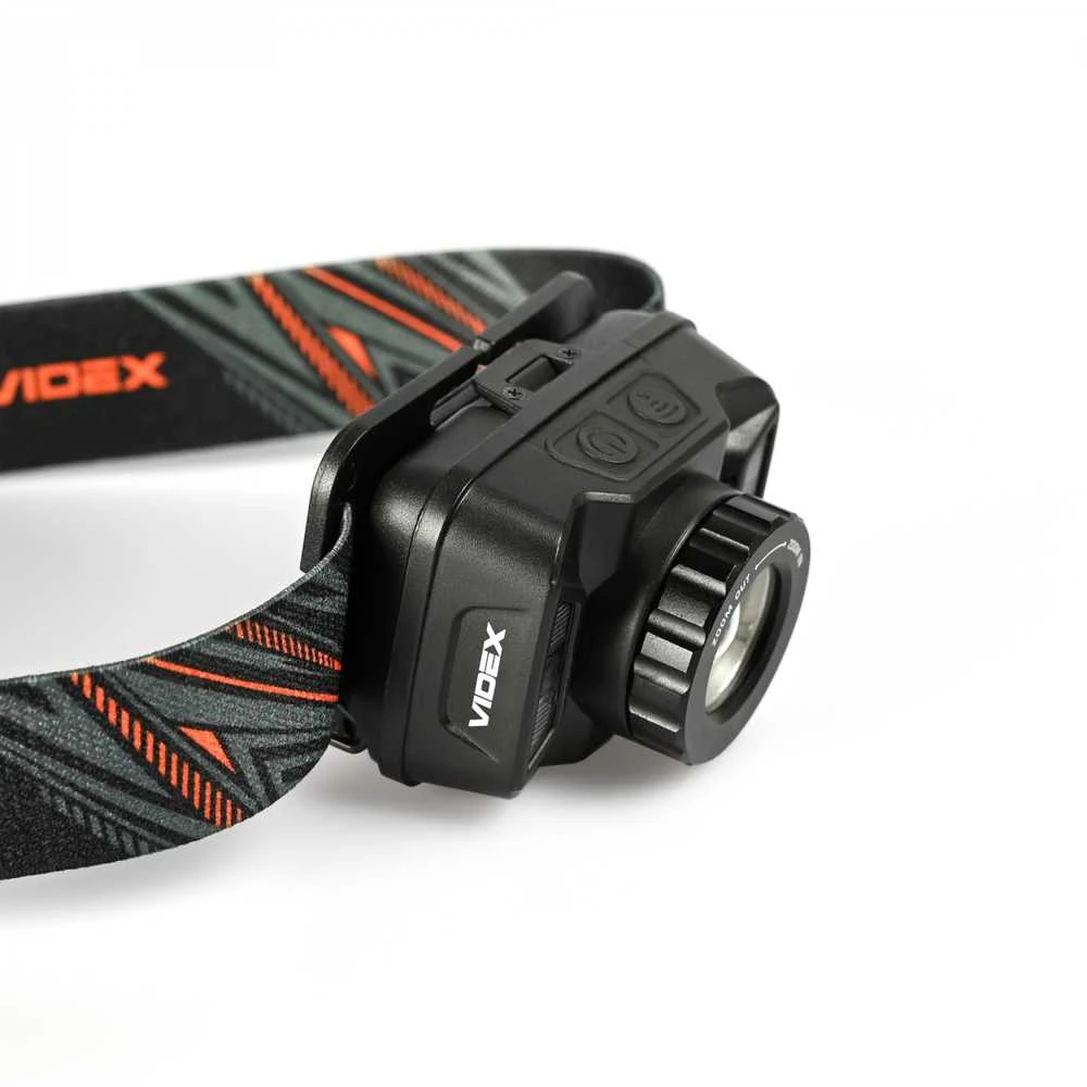 Įkraunamas galvos žibintas su judesio jutikliu LED CREE XTE 5W, Zoom, 270Lm 5000K, Li-ion 1800mAh, VIDEX VLF-H045Z – Optinis priartinimas fokusavimui ir bekontaktis jutiklio valdymas