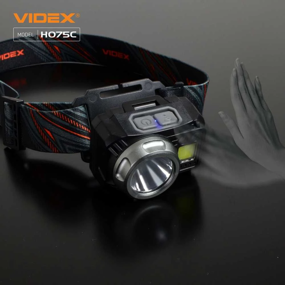 Videx Įkraunamas galvos žibintas su judesio jutikliu LED CREE XPG3 5W + COB 5W 550Lm 5000K, Li-ion VLF-B12 1200mAh arba 3xAAA, VLF-H075C – Universalus hibridinis maitinimas ir galinga kombinuota darbo šviesa