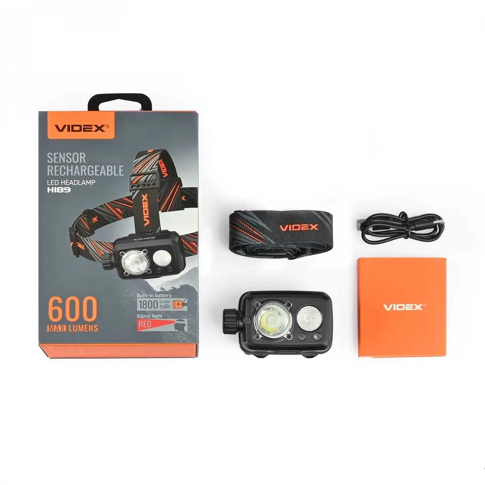Videx Priekinis žibintas su jutikliu LED įkraunamas 10W + 3W, su rankiniu būdu reguliuojamu šviesos jungikliu ir valdomas rankos judesiu