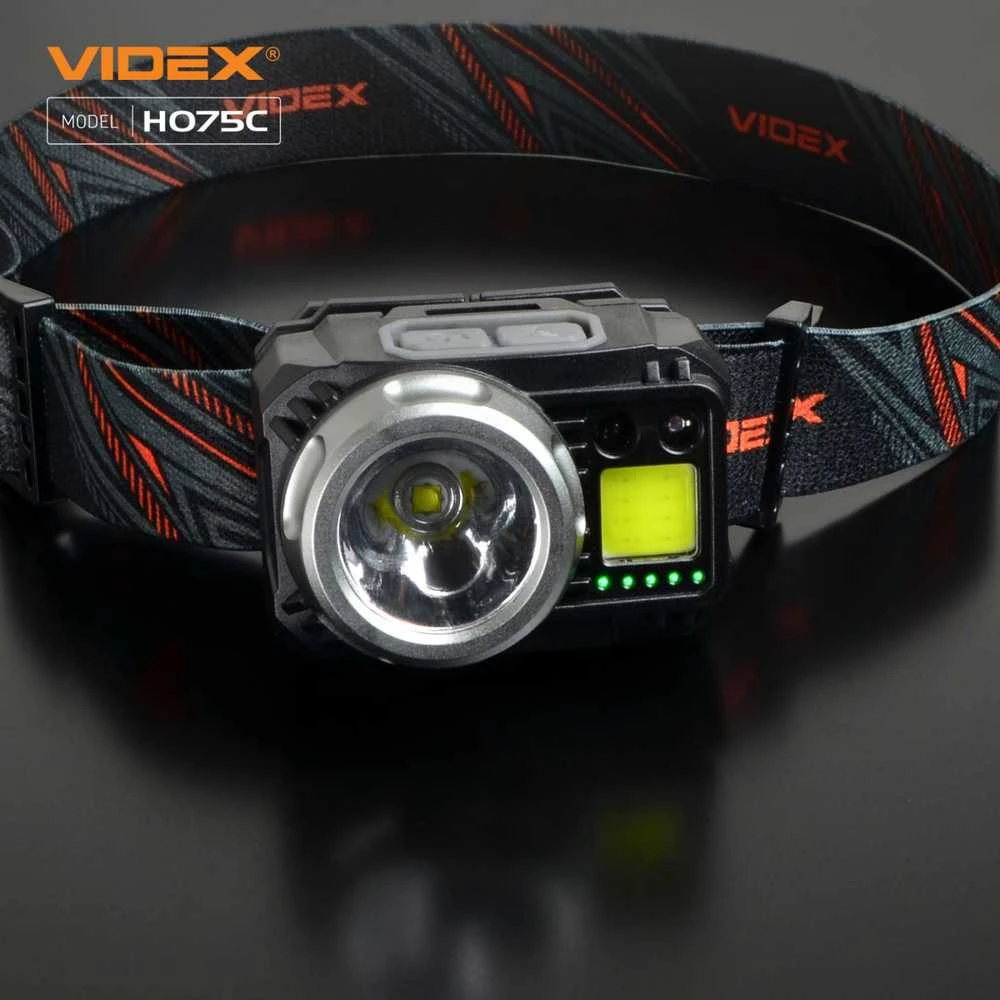 Videx Įkraunamas galvos žibintas su judesio jutikliu LED CREE XPG3 5W + COB 5W 550Lm 5000K, Li-ion VLF-B12 1200mAh arba 3xAAA, VLF-H075C – Universalus hibridinis maitinimas ir galinga kombinuota darbo šviesa