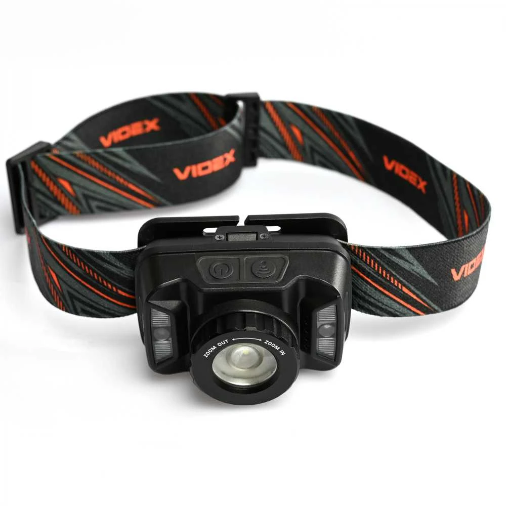 Įkraunamas galvos žibintas su judesio jutikliu LED CREE XTE 5W, Zoom, 270Lm 5000K, Li-ion 1800mAh, VIDEX VLF-H045Z – Optinis priartinimas fokusavimui ir bekontaktis jutiklio valdymas