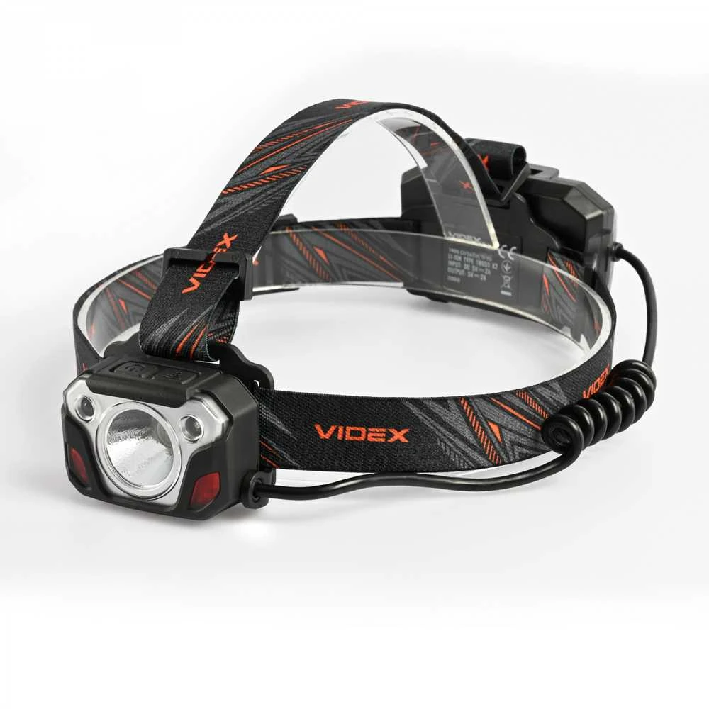 Videx Įkraunamas galvos žibintas su judesio jutikliu LED Luminus SST40, 20W 1400Lm 6500K, Li-ion 2x18650 2200mAh, VLF-H056 – Ekstremali 1400Lm galia ir du akumuliatoriai pakaušyje