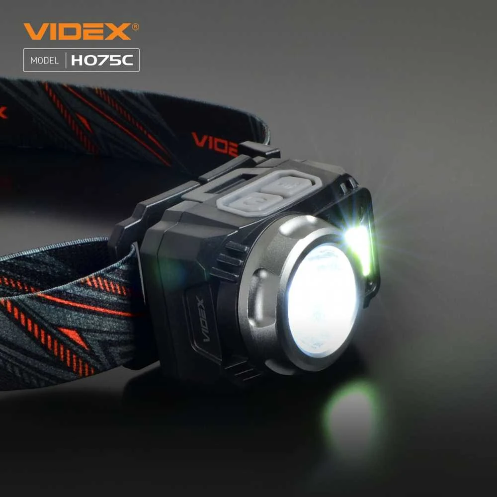 Videx Įkraunamas galvos žibintas su judesio jutikliu LED CREE XPG3 5W + COB 5W 550Lm 5000K, Li-ion VLF-B12 1200mAh arba 3xAAA, VLF-H075C – Universalus hibridinis maitinimas ir galinga kombinuota darbo šviesa