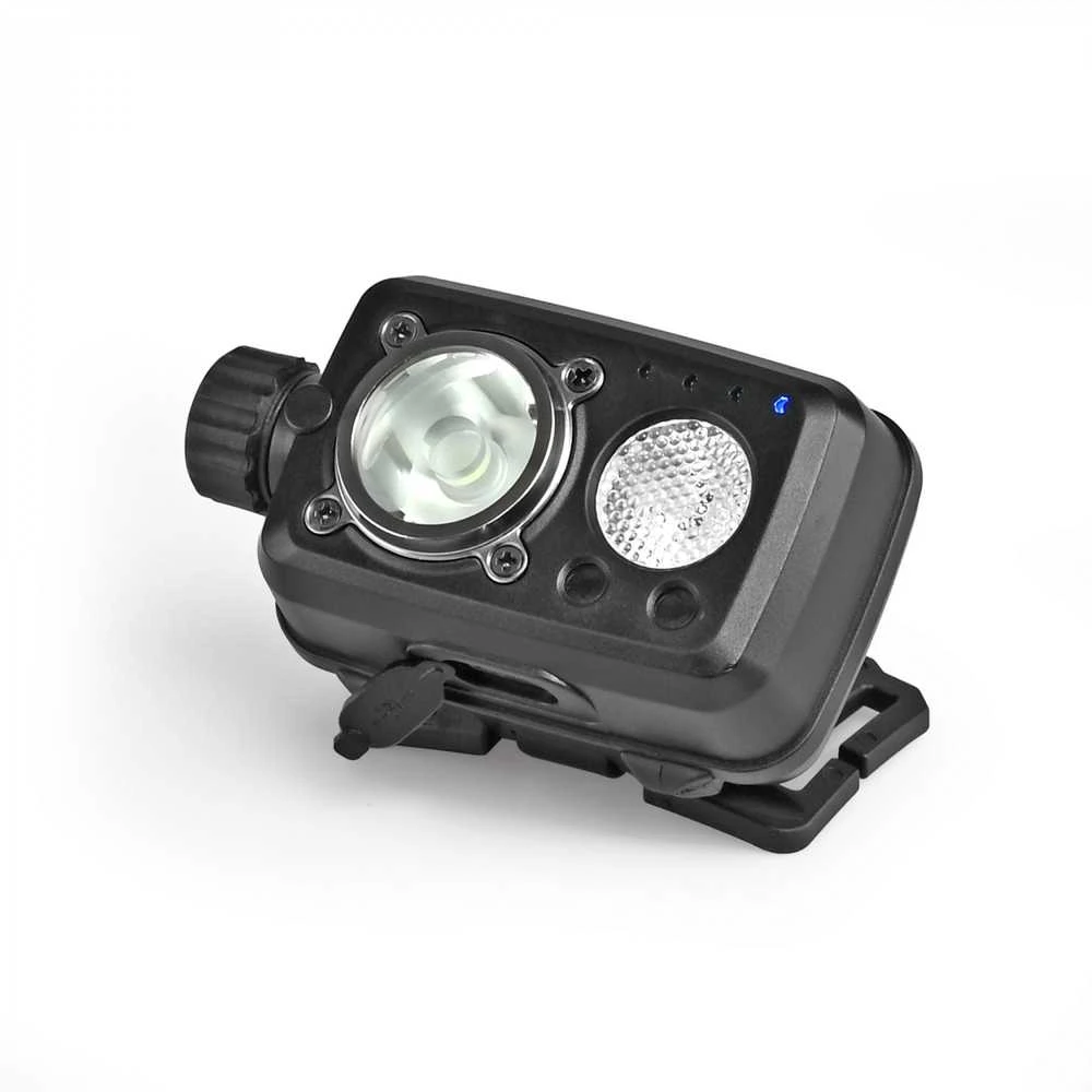 Videx Priekinis žibintas su jutikliu LED įkraunamas 10W + 3W, su rankiniu būdu reguliuojamu šviesos jungikliu ir valdomas rankos judesiu