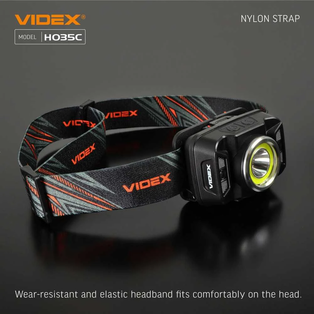Įkraunamas galvos žibintas su judesio jutikliu LED CREE XTE 5W + COB, 410Lm 5000K, Li-ion 1800mAh, VIDEX VLF-H035C – Padidinta 410Lm galia su plačiu ir siauru šviesos srautu