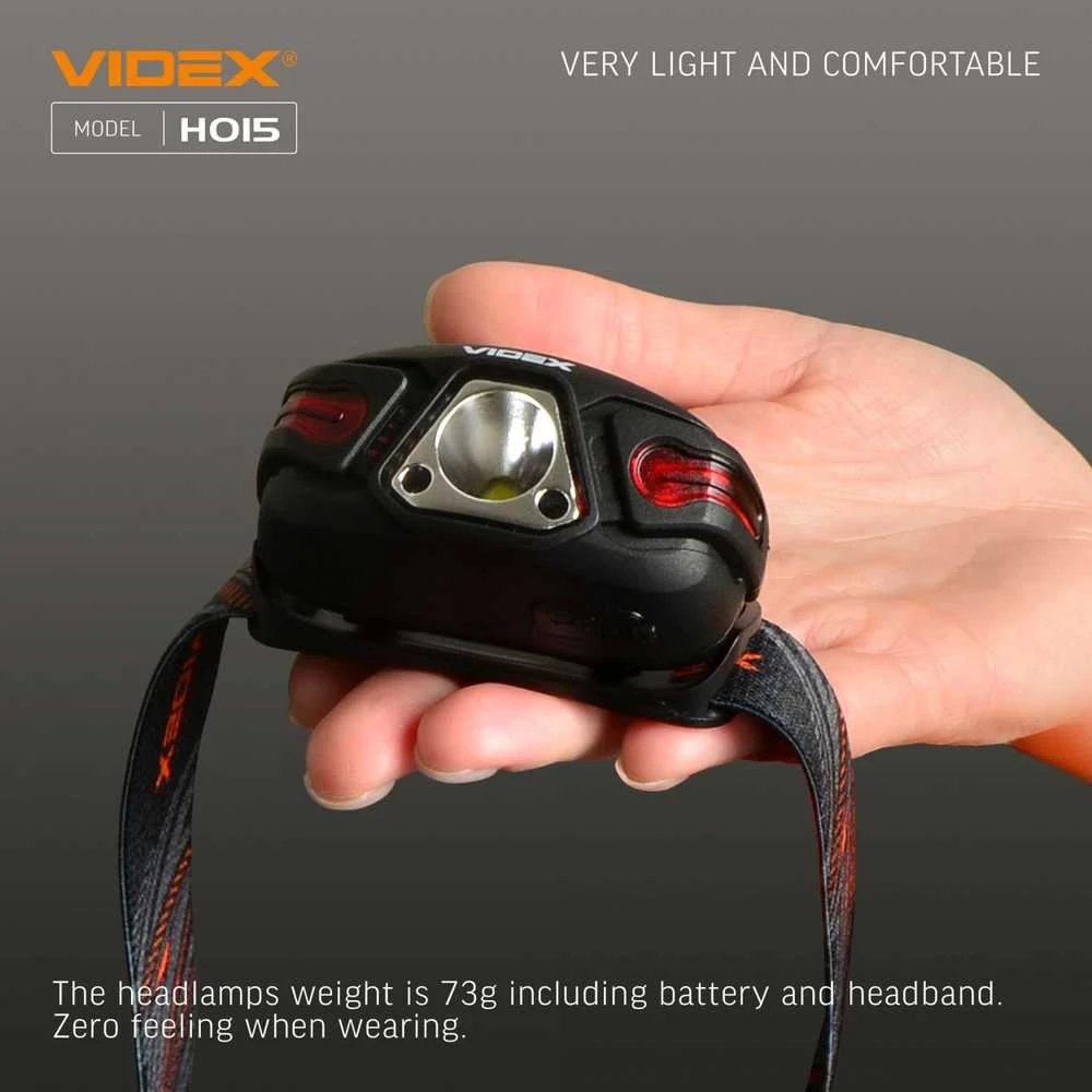 Įkraunamas galvos žibintas su judesio jutikliu LED CREE XTE 5W, 330Lm 5000K, Li-ion 850mAh, VIDEX VLF-H015 – Bekontaktis judesio jutiklis šviesos įjungimui rankos mostu
