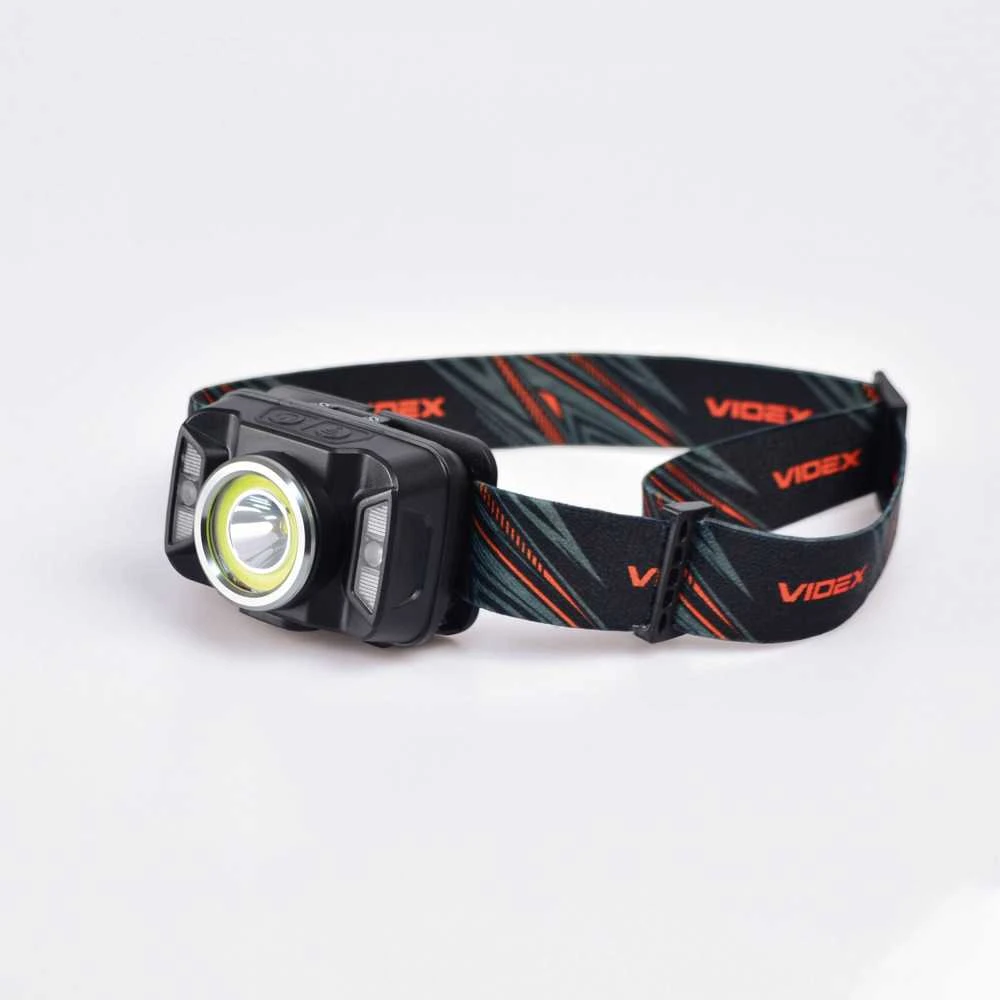 Įkraunamas galvos žibintas su judesio jutikliu LED CREE XTE 5W + COB, 410Lm 5000K, Li-ion 1800mAh, VIDEX VLF-H035C – Padidinta 410Lm galia su plačiu ir siauru šviesos srautu