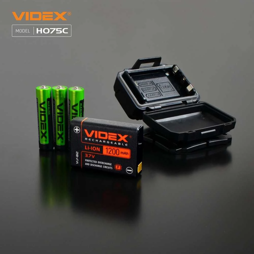 Videx Įkraunamas galvos žibintas su judesio jutikliu LED CREE XPG3 5W + COB 5W 550Lm 5000K, Li-ion VLF-B12 1200mAh arba 3xAAA, VLF-H075C – Universalus hibridinis maitinimas ir galinga kombinuota darbo šviesa