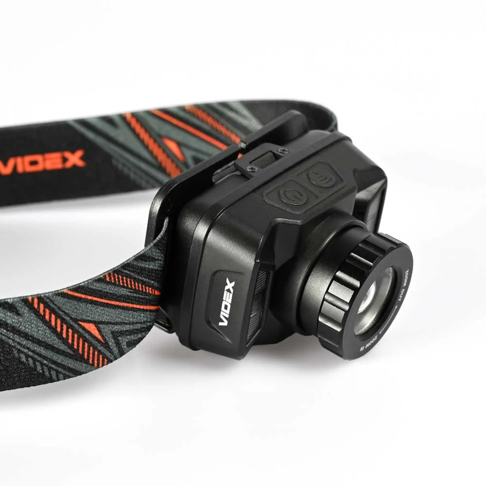 Įkraunamas galvos žibintas su judesio jutikliu LED CREE XTE 5W, Zoom, 270Lm 5000K, Li-ion 1800mAh, VIDEX VLF-H045Z – Optinis priartinimas fokusavimui ir bekontaktis jutiklio valdymas