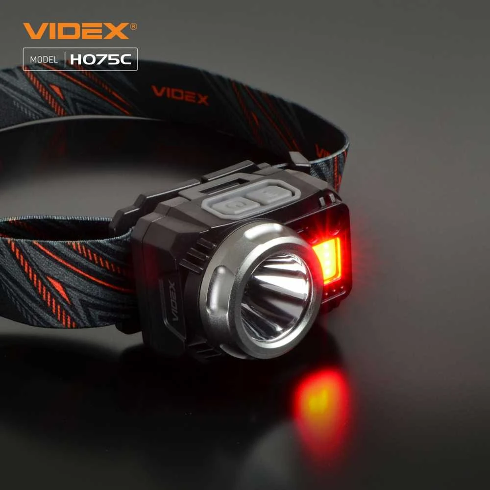 Videx Įkraunamas galvos žibintas su judesio jutikliu LED CREE XPG3 5W + COB 5W 550Lm 5000K, Li-ion VLF-B12 1200mAh arba 3xAAA, VLF-H075C – Universalus hibridinis maitinimas ir galinga kombinuota darbo šviesa