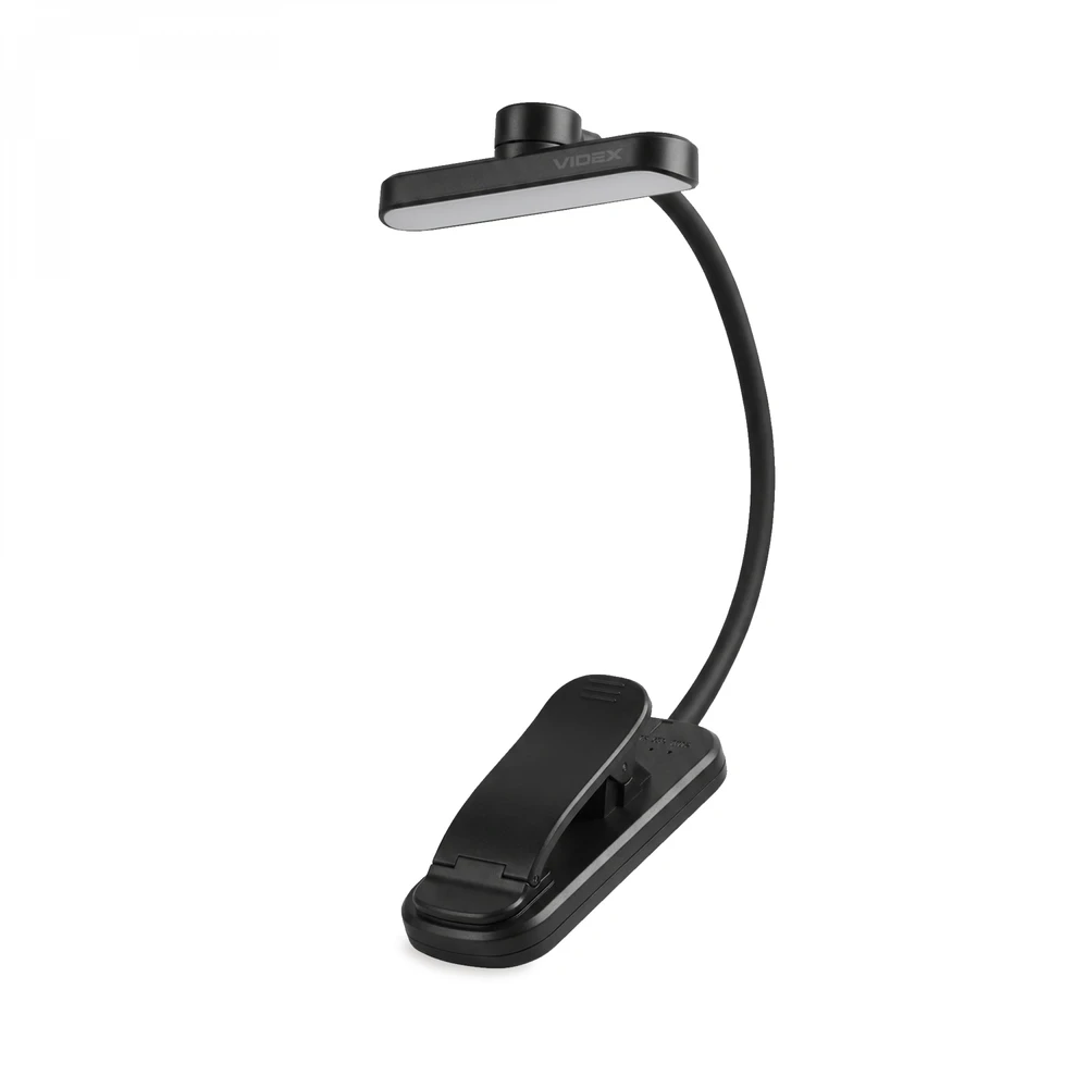 Prisegama dimeriuojama LED darbo lempa 0.7W 60Lm 3000/4000/6500K VIDEX VL-NL134B – Įmontuotas klipsas saugiam lempos pritvirtinimui tiesiai prie knygos viršelio