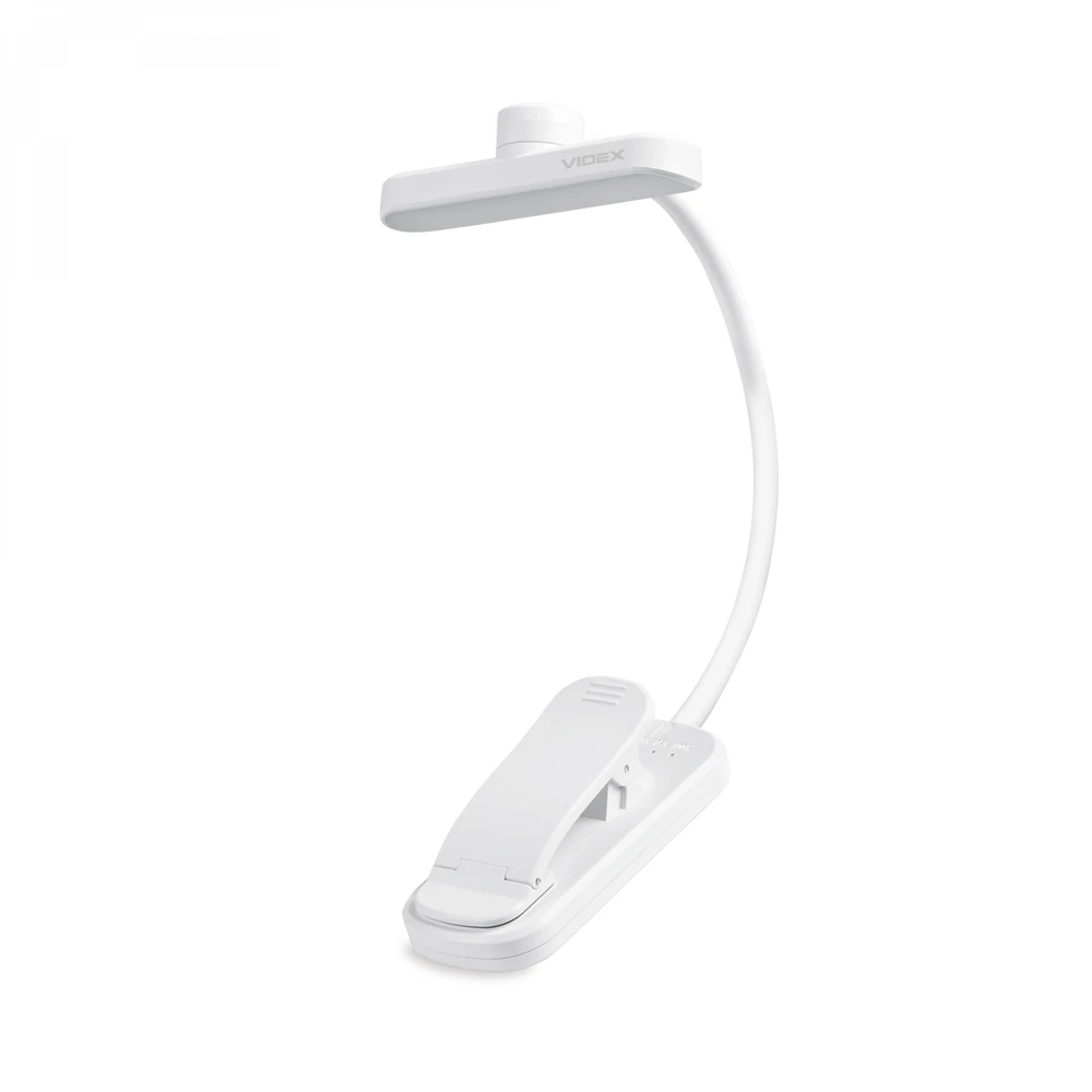 Prisegama dimeriuojama LED darbo lempa 0.7W 60Lm 3000/4000/6500K VIDEX VL-NL134W – Įmontuotas klipsas saugiam lempos pritvirtinimui tiesiai prie knygos viršelio