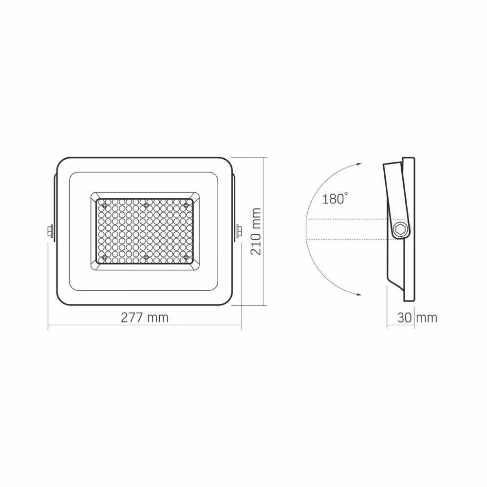LED prožektorius 100W 9000Lm 5000K IP65, VIDEX VLE-F2e-1005W | LUCA – Sustiprintas aliuminio radiatorius ilgalaikiam aušinimui