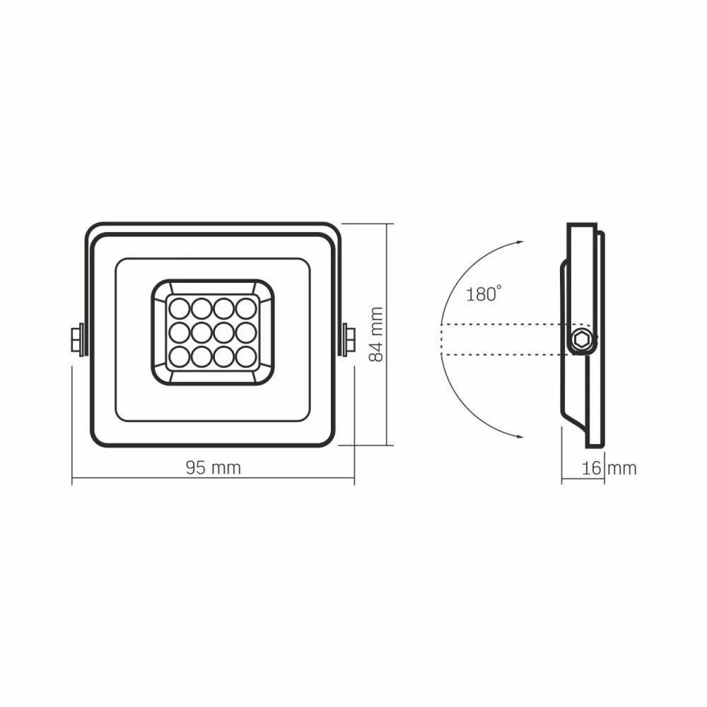 LED prožektorius 10W 900Lm 5000K IP65, VIDEX VLE-F2e-105W | LUCA – Sustiprintas aliuminio radiatorius ilgalaikiam aušinimui