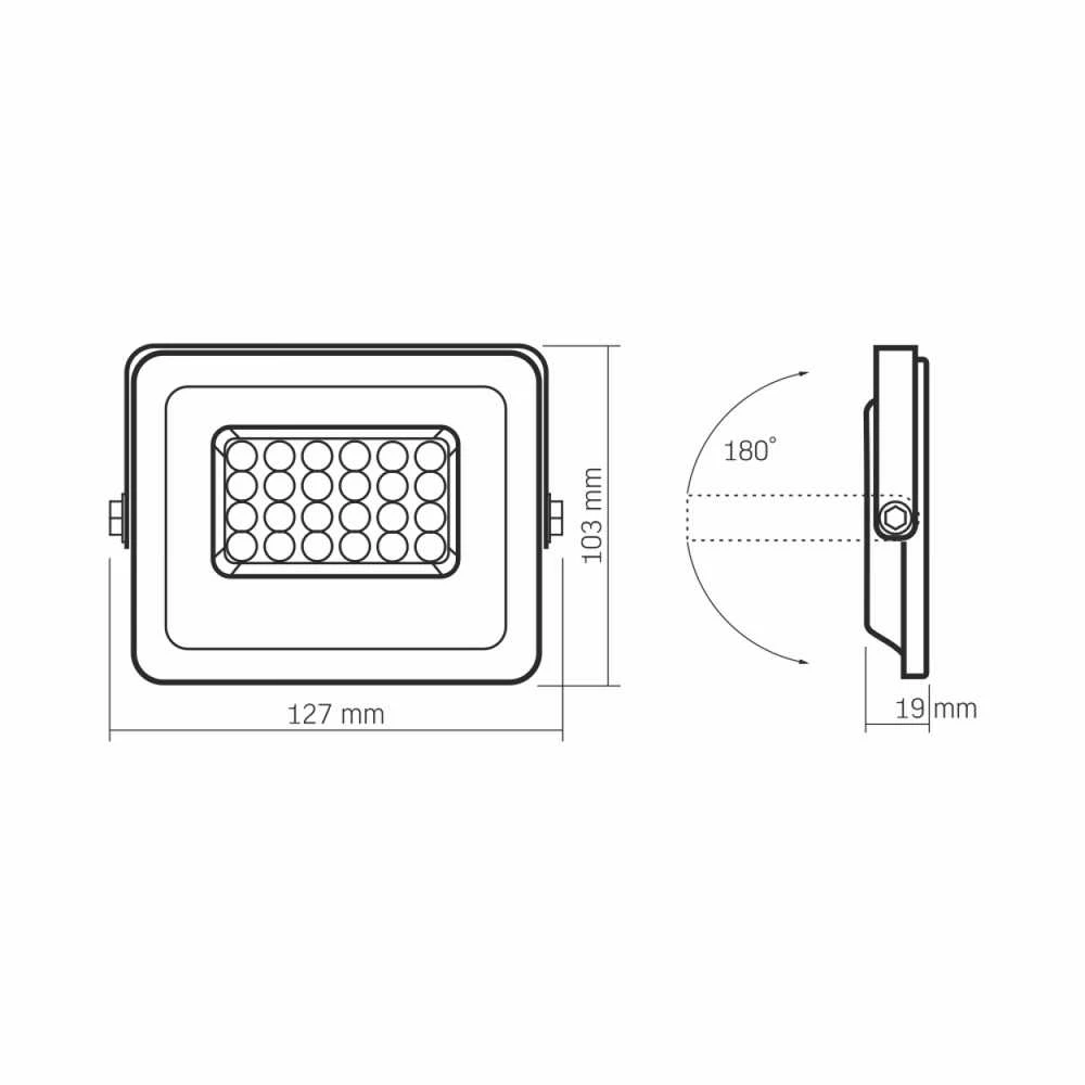 LED prožektorius 20W 1800Lm 5000K IP65, VIDEX VLE-F2e-205W | LUCA – Sustiprintas aliuminio radiatorius ilgalaikiam aušinimui