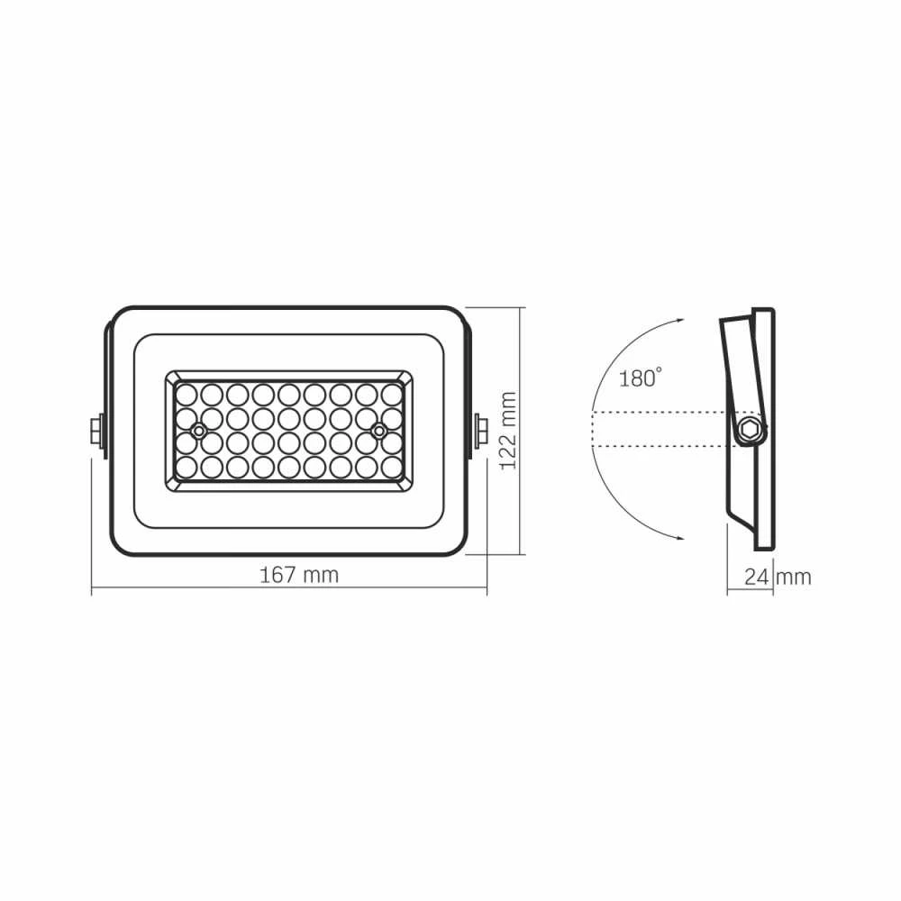 LED prožektorius 30W 2700Lm 5000K IP65, VIDEX VLE-F2e-305W | LUCA – Sustiprintas aliuminio radiatorius ilgalaikiam aušinimui