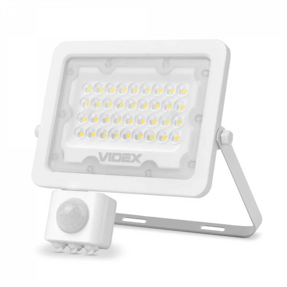 LED prožektorius su jutikliu 30W 2700Lm 5000K IP65, VIDEX VLE-F2e-305W-S | LUCA – Reguliuojamas PIR judesio jutiklis (SENS/TIME/LUX)