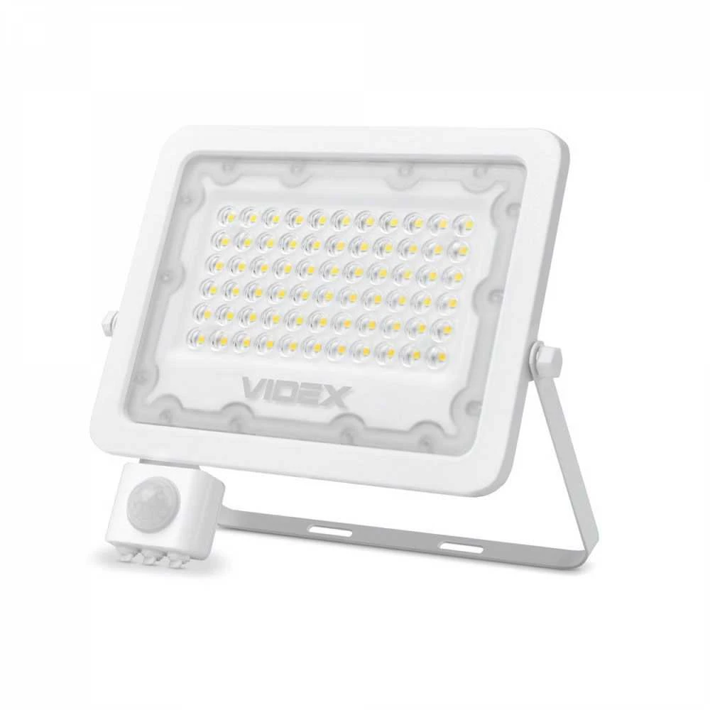 LED prožektorius su jutikliu 50W 4500Lm 5000K IP65, VIDEX VLE-F2e-505W-S | LUCA – Reguliuojamas PIR judesio jutiklis (SENS/TIME/LUX)