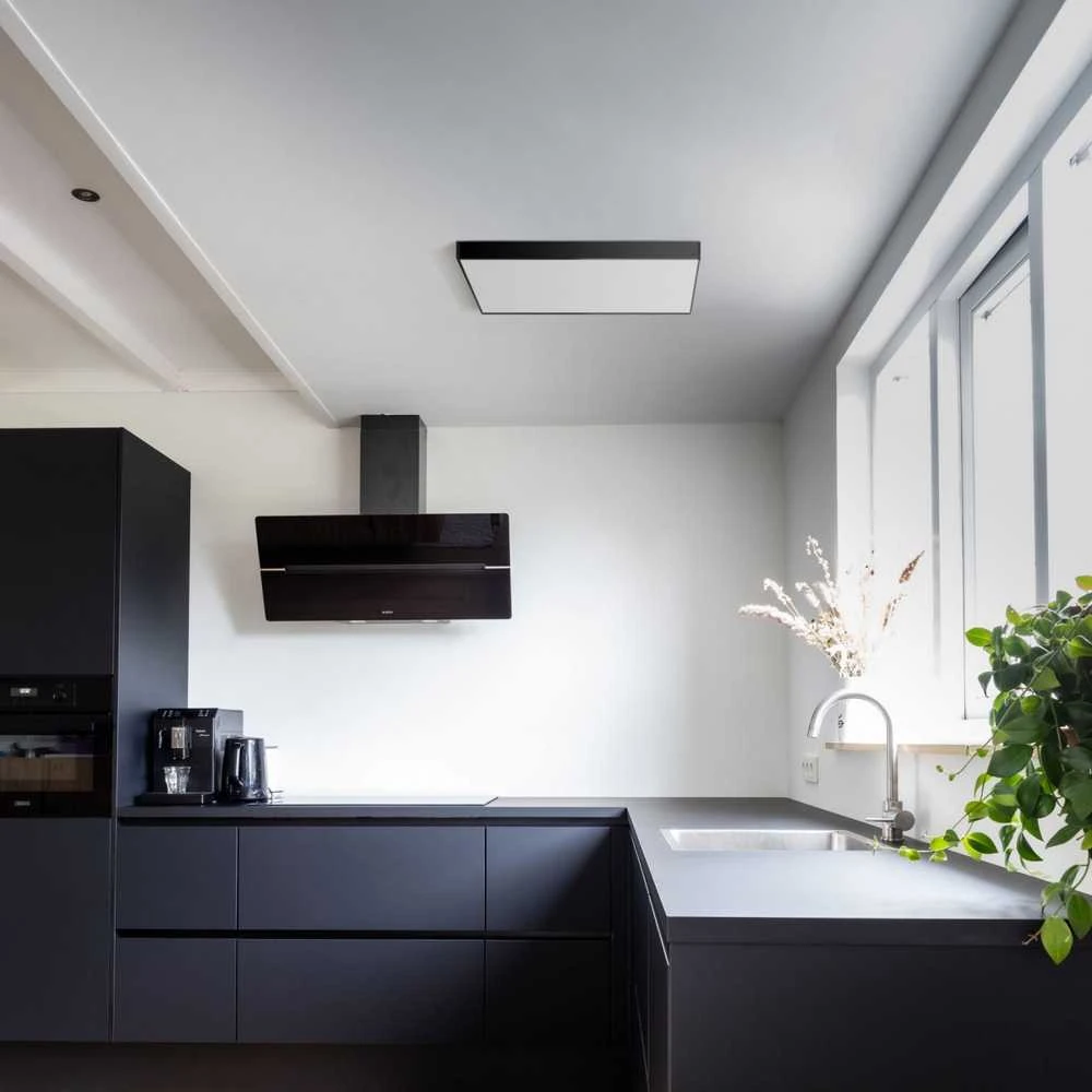 LED panelio montavimo priedas, Virštinkinis rėmas 600x600mm, juodas, VIDEX VL-PFS-B – Tvirta metalo konstrukcija monolitiniam tvirtinimui prie gipso ar betono lubų