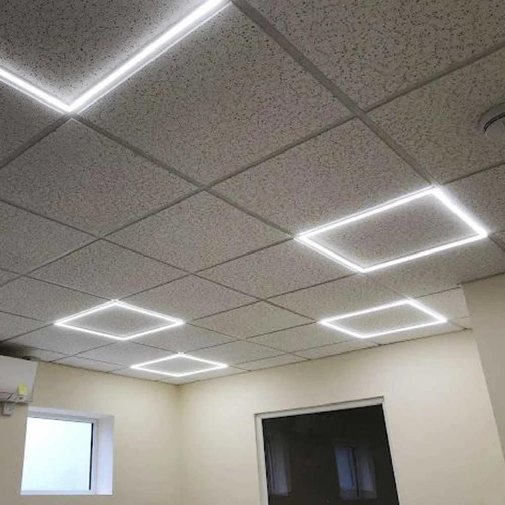 Įleidžiamas LED rėminis panelis 40W 4500Lm 4000K, 591x591x11mm, IP20, VIDEX PA404W-NW | Neutrali balta šviesa – Inovatyvus ir unikalus rėmo dizainas moderniam biuro interjerui