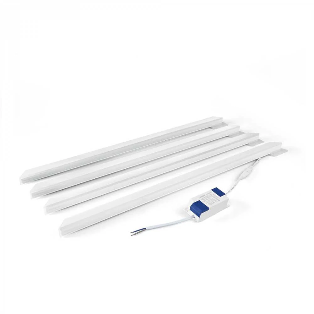 Įleidžiamas sulankstomas LED rėminis panelis 40W 5100Lm 5000K, 595x595x24mm, IP20, VIDEX VLE-PAU405W | Neutrali balta šviesa – Sulankstoma konstrukcija ir patogus transportavimas paštomatuose