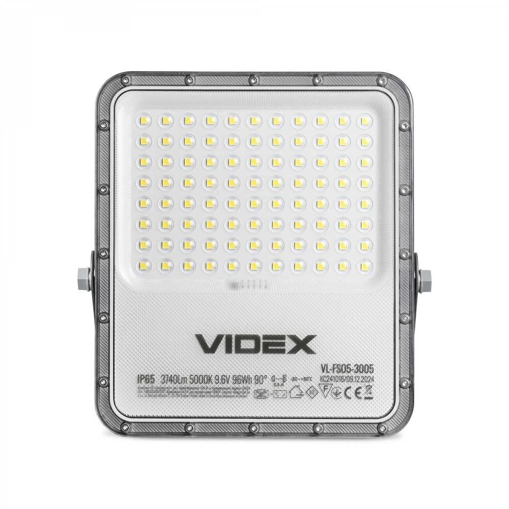 Saulės LED prožektorius su saulės baterija 96Wh 3740Lm 5000K IP65 LiFePO4 10000 mAh 35W, VIDEX VL-FSO5-3005 – Monokristalinė baterija visiškai nepriklausomybei nuo elektros tinklo