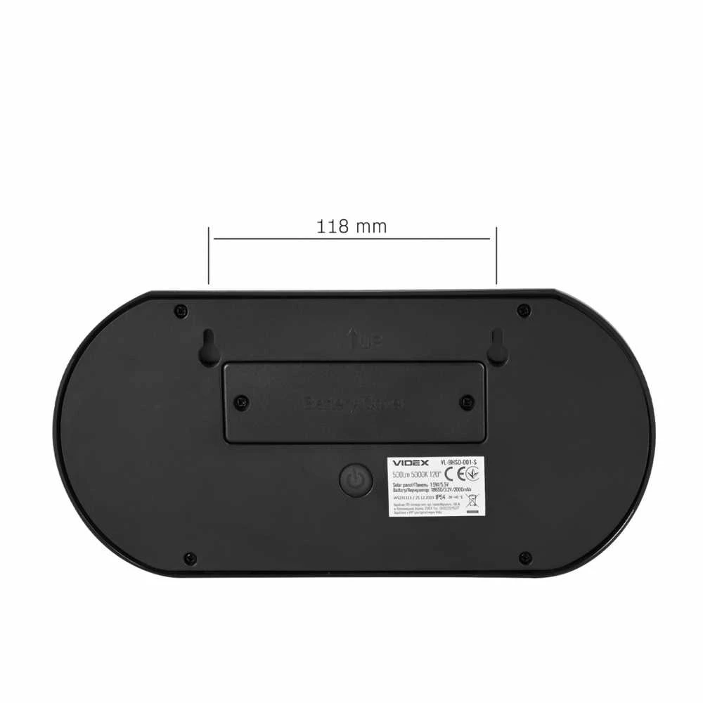 Saulės šviestuvas LED 6,4Wh 500Lm 5000K IP54, VIDEX VL-BHSO-001-S | (neutraliai balta šviesa) – 6,4Wh akumuliatorius