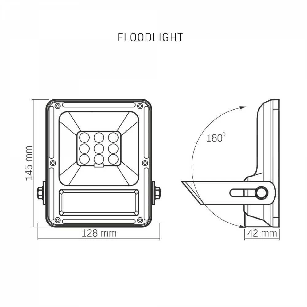 Saulės LED prožektorius su saulės baterija 20Wh 600Lm 5000K IP65 LiFePO4 5000 mAh 3.2V 10W, VIDEX VLE-FSO-205 – Monokristalinė baterija visiškai nepriklausomybei nuo elektros tinklo