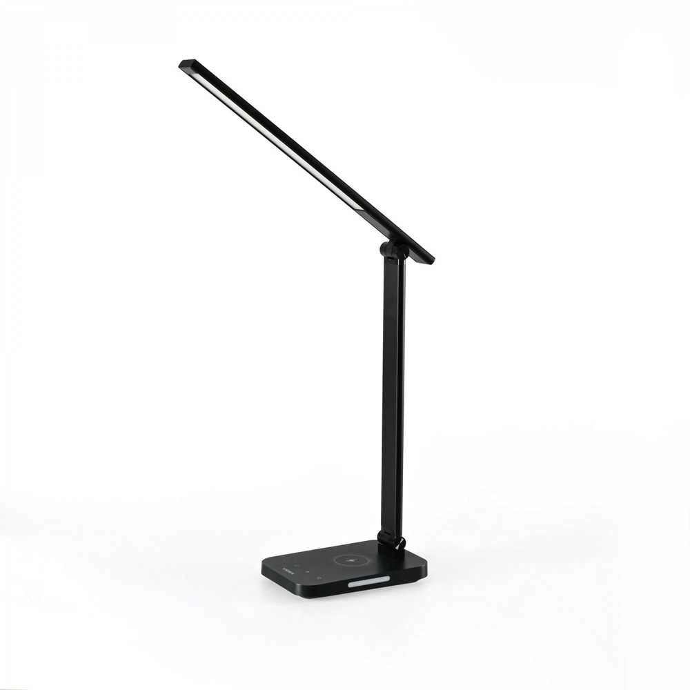 Dimeriuojama LED stalinė lempa su belaidžiu įkrovikliu 18W 700Lm 1800/3000/3800/4500/5000/6500K, VIDEX VL-TF17B | juodas – Integruota belaidė įkrovimo stotelė išmaniesiems įrenginiams
