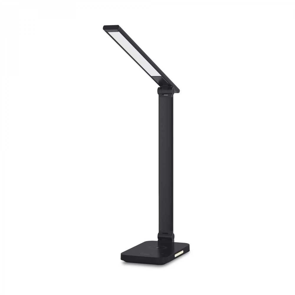 Dimeriuojama LED stalinė lempa su belaidžiu įkrovikliu 18W 700Lm 1800/3000/3800/4500/5000/6500K, VIDEX VL-TF17B | juodas – Integruota belaidė įkrovimo stotelė išmaniesiems įrenginiams
