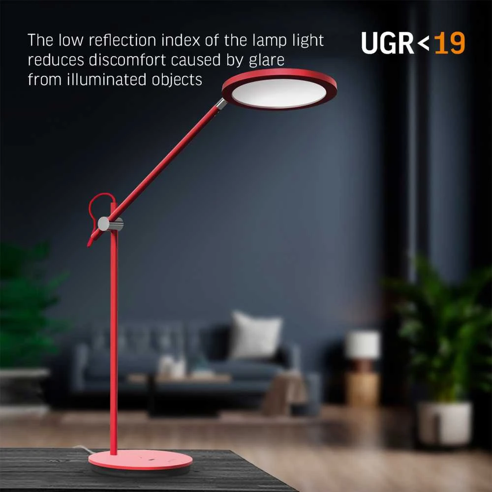 Dimeriuojama LED stalinė lempa 20W 1450Lm 4100K, VIDEX VL-TF15R | raudonas – Jutiklinis ryškumo ir spalvų temperatūros (CCT) valdymas